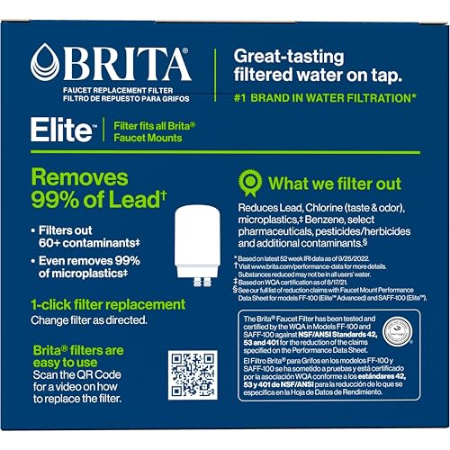 Brita Faucet Mount Water Filter System, White, No-Wait Filtration, Easy Install, Multi-Use Tap Water Filter for Kitchens, Bathrooms & Small Spaces