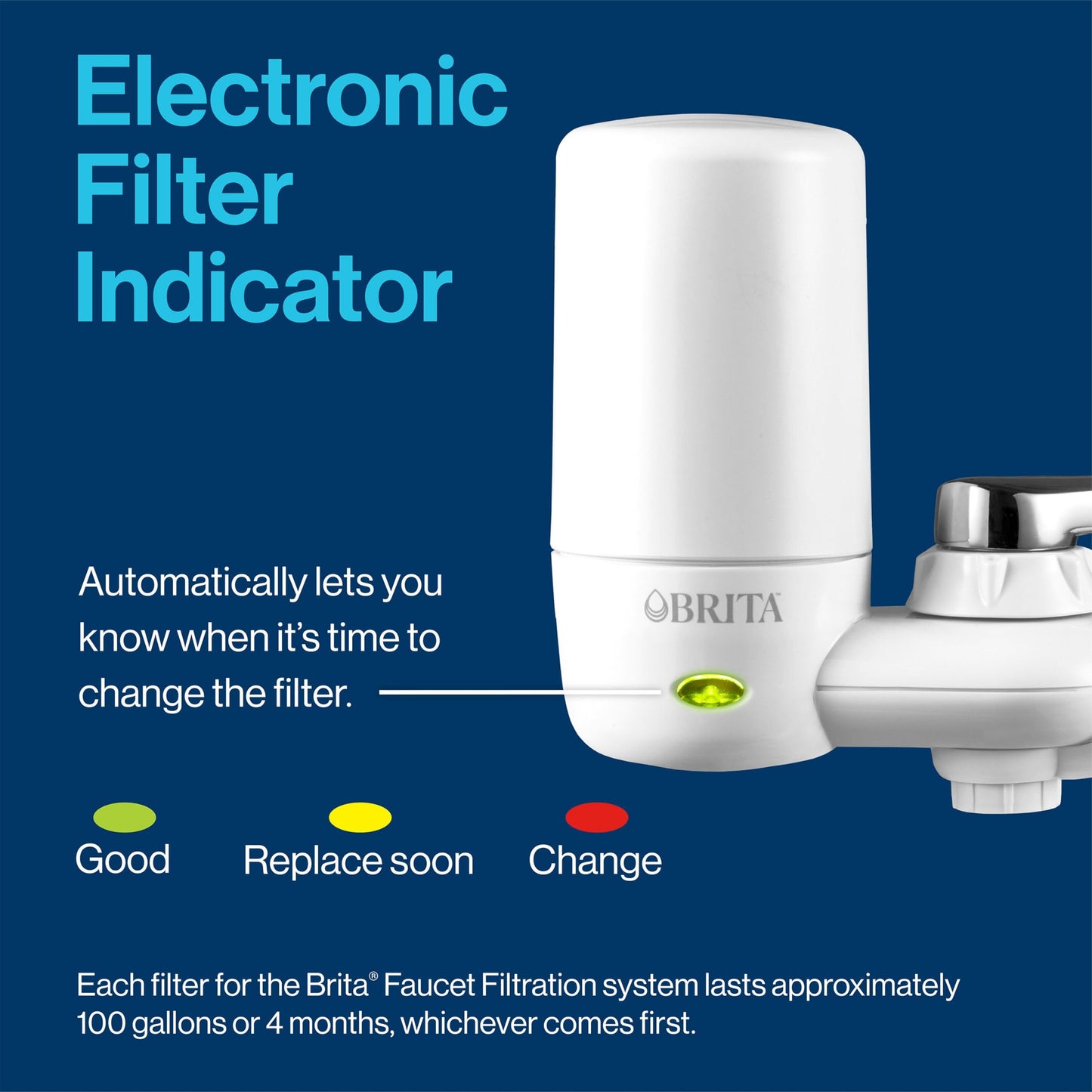 Brita Faucet Mount Water Filter System, White, No-Wait Filtration, Easy Install, Multi-Use Tap Water Filter for Kitchens, Bathrooms & Small Spaces
