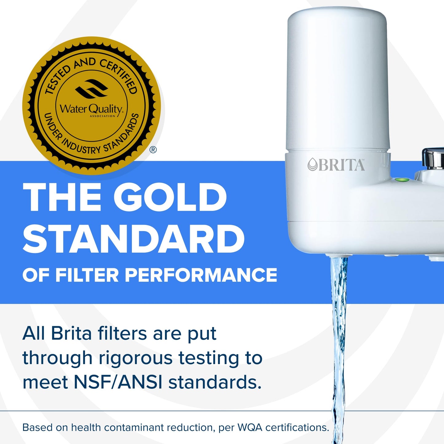 Brita Faucet Mount Water Filter System, White, No-Wait Filtration, Easy Install, Multi-Use Tap Water Filter for Kitchens, Bathrooms & Small Spaces