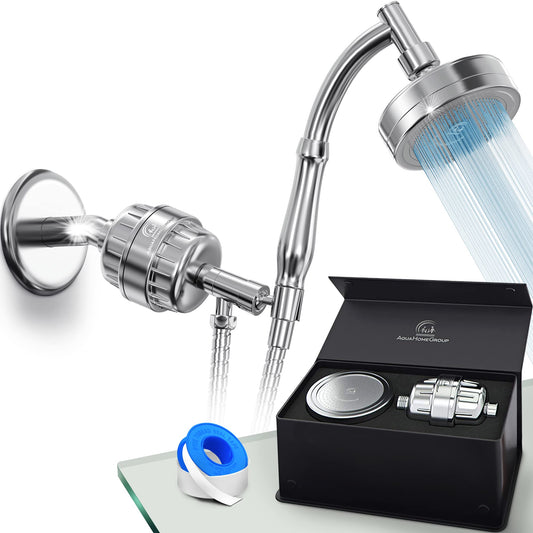AquaHomeGroup Handheld Shower Head with Filter 20+3 Stage Filtration Shower Filter - Vitamin C, A and E Infused Shower Water Filter with SPA Effect - High Pressure Shower Head with Hose
