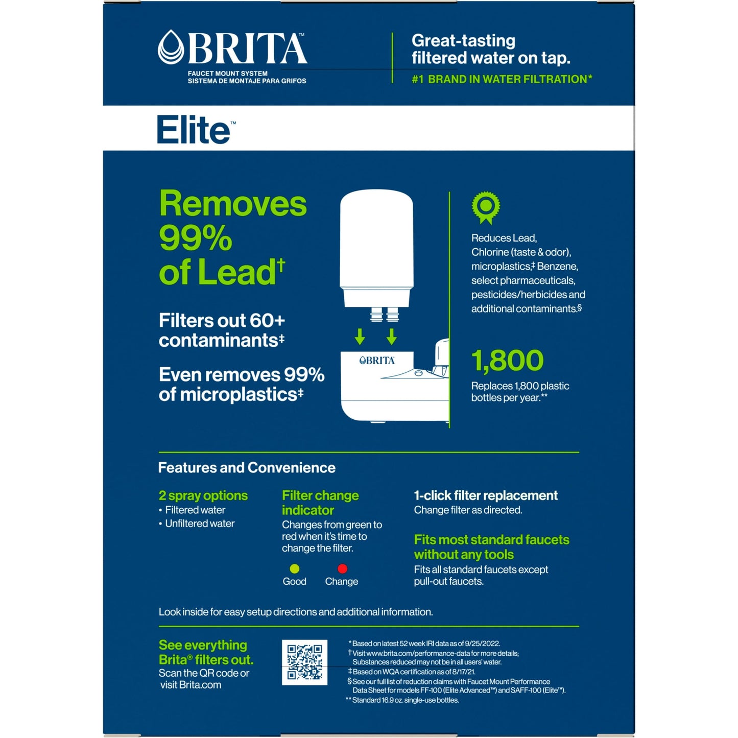 Brita Faucet Mount Water Filter System, White, No-Wait Filtration, Easy Install, Multi-Use Tap Water Filter for Kitchens, Bathrooms & Small Spaces